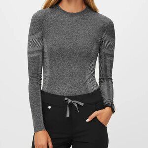 FIGS Salta Seamless Under Scrubs Top Graphite Gray Long Sleeve Women’s M